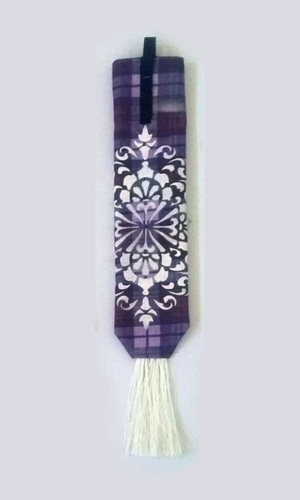 Plaid purple tail bag with white tassle